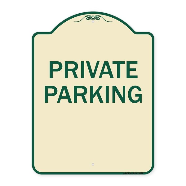 Signmission Designer Series Private Parking, Tan & Green Heavy-Gauge Aluminum Sign, 24" x 18", TG-1824-23258 A-DES-TG-1824-23258